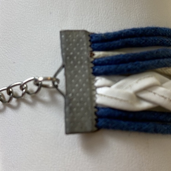 Vintage Silver Ship Rudder Anchor Infinity Bracelet Multilayer Braided Blue Whit - Picture 6 of 16